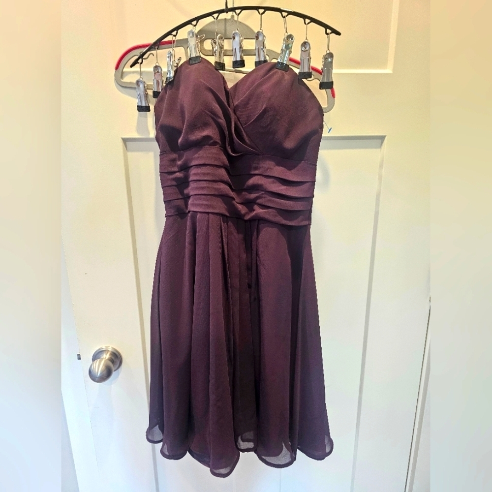 Bill Levkoff Plum Strapless Chiffon Dress Size 4